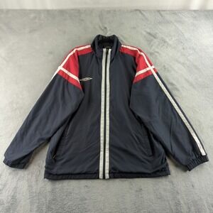 Umbro Track Jacket Mens XL Navy Red White Full Zip Windbreaker Retro Korea 2000s